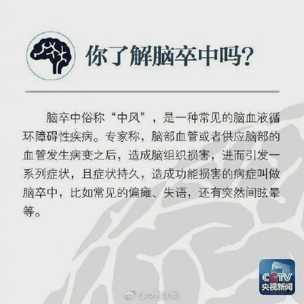 我国卒中患病总人数超2800万！我国每5位死者中至少1人死于卒中